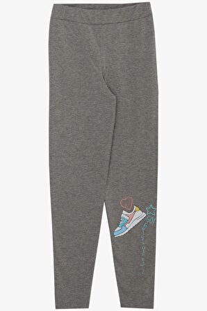 BREEZE Kız Çocuk Taytlı Takım Renkli Ayakkabı Baskılı 5-10 Yaş, Somon