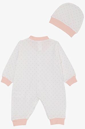Breeze Kız Bebek Tulum Minik Puantiye Desenli 0-6 Ay, Beyaz