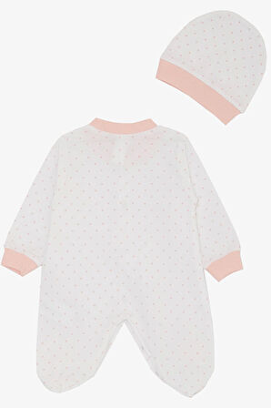 Breeze Kız Bebek Patikli Tulum Minik Puantiye Desenli 0-6 Ay, Beyaz