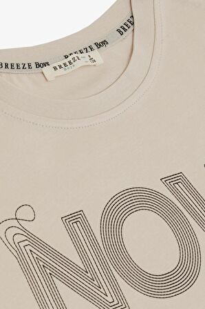 BREEZE Erkek Çocuk Tişört Now Yazı Baskılı 8-14 Yaş, Bej