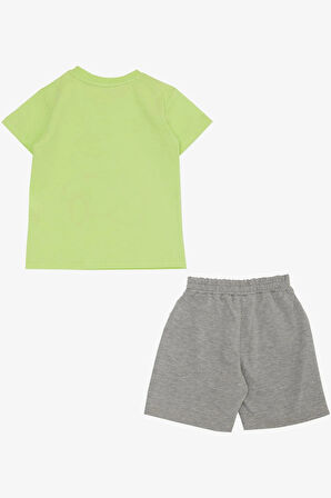 Breeze Erkek Çocuk Şortlu Takım Şapkalı Ayıcık Baskılı 2-6 Yaş, Fıstık Yeşili