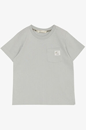 Breeze Erkek Çocuk Tişört Cool Yazı Armalı Cepli 1.5-5 Yaş, Açık Gri