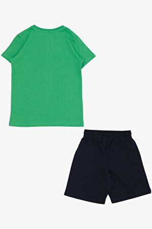 Breeze Erkek Çocuk Şortlu Takım Yazı Baskılı Cepli 8-14 Yaş, Yeşil