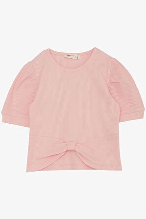Breeze Kız Çocuk Crop Tişört Göbek Dekolte Detaylı 8-14 Yaş, Pembe