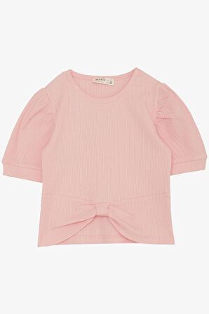 Breeze Kız Çocuk Crop Tişört Göbek Dekolte Detaylı 8-14 Yaş, Pembe