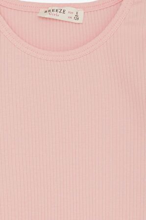 Breeze Kız Çocuk Crop Tişört Göbek Dekolte Detaylı 8-14 Yaş, Pembe