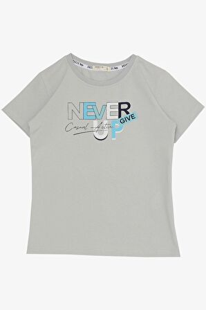 Breeze Erkek Çocuk Şortlu Takım Yazı Baskılı Cepli 8-14 Yaş, Açık Gri