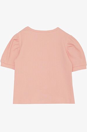 Breeze Kız Çocuk Crop Tişört Göbek Dekolte Detaylı 8-14 Yaş, Somon