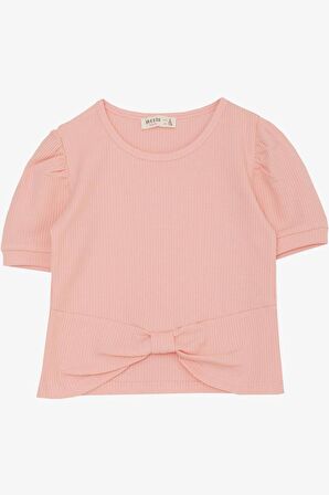 Breeze Kız Çocuk Crop Tişört Göbek Dekolte Detaylı 8-14 Yaş, Somon