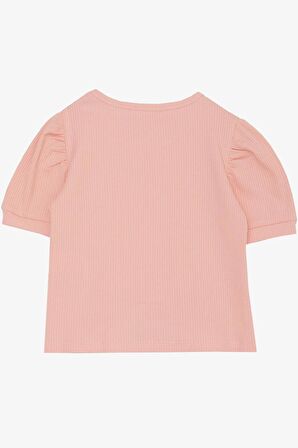 Breeze Kız Çocuk Crop Tişört Göbek Dekolte Detaylı 8-14 Yaş, Somon