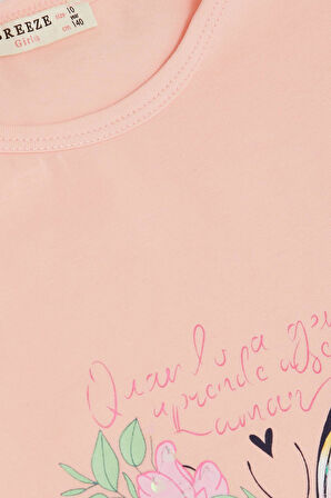 Breeze Kız Çocuk Tişört Kelebek Baskılı 10-16 Yaş, Pembe