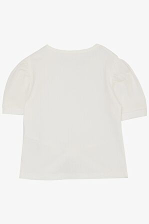 Breeze Kız Çocuk Crop Tişört Göbek Dekolte Detaylı 8-14 Yaş, Ekru