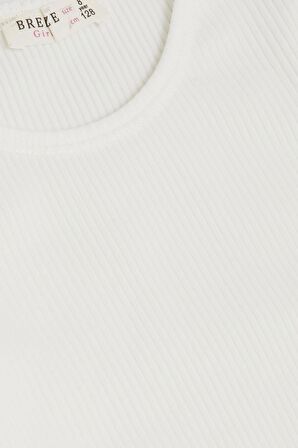 Breeze Kız Çocuk Crop Tişört Göbek Dekolte Detaylı 8-14 Yaş, Ekru