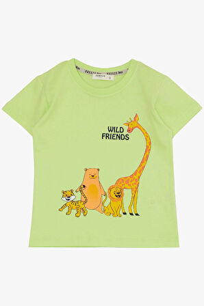 Breeze Erkek Bebek Şortlu Takım Güçlü Arkadaşlar Temalı 9 Ay-3 Yaş, Fıstık Yeşili