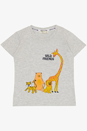 Breeze Erkek Bebek Şortlu Takım Güçlü Arkadaşlar Temalı 9 Ay-3 Yaş, Açık Gri Melanj