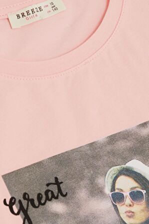 Breeze Kız Çocuk Tişört Havalı Kız Baskılı 8-14 Yaş, Pembe