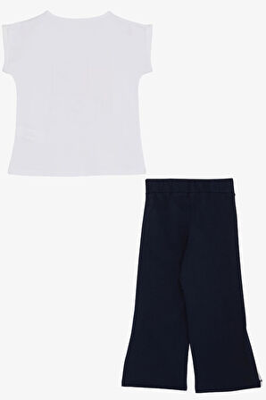 Breeze Kız Çocuk Pantolonlu Takım Çiçek Baskılı Yırtmaçlı 6-12 Yaş, Beyaz