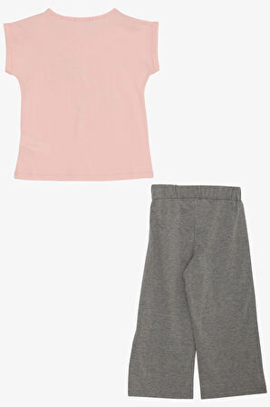 Breeze Kız Çocuk Pantolonlu Takım Çiçek Baskılı Yırtmaçlı 6-12 Yaş, Pembe