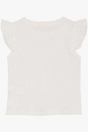 BREEZE Kız Çocuk Tişört Kemer Boy Yakası Zincir Aksesuarlı 9-14 Yaş, Ekru