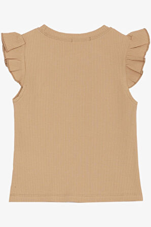 Breeze Kız Çocuk Tişört Kemer Boy Yakası Zincir Aksesuarlı 9-14 Yaş, Kahverengi