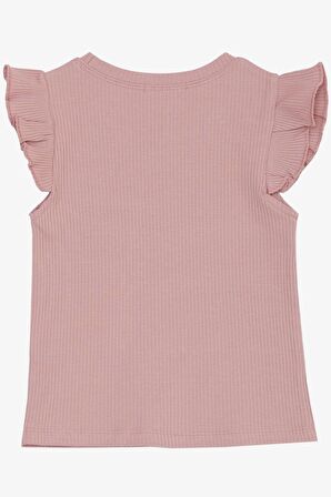 Breeze Kız Çocuk Tişört Kemer Boy Yakası Zincir Aksesuarlı 9-14 Yaş, Gülkurusu