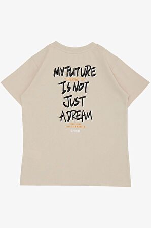 BREEZE Erkek Çocuk Tişört Gelecek Temalı Yazılı Baskılı 8-14 Yaş, Bej