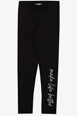 Breeze Kız Çocuk Taytlı Takım Çiçek & Yazı Baskılı Fiyonklu 5-10 Yaş, Sarı