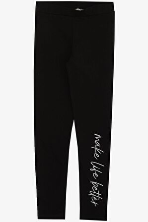 Breeze Kız Çocuk Taytlı Takım Çiçek & Yazı Baskılı Fiyonklu 5-10 Yaş, Bej