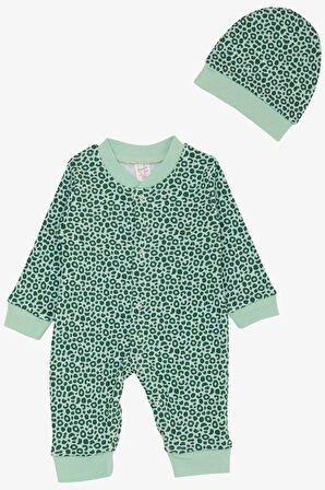 Breeze Kız Bebek Tulum Desenli 0-6 Ay, Mint Yeşili