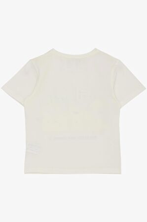 Escabel Kız Çocuk Tişört Kemer Boy Sevimli Sushi Arkadaşlar Baskılı 5-14 Yaş, Ekru