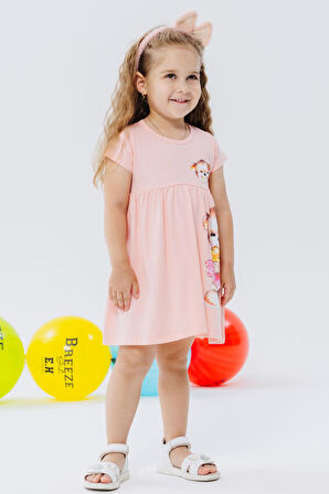 Breeze Kız Çocuk Elbise Sevimli Ayıcık Baskılı 1.5-5 Yaş, Pembe