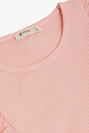 Breeze Kız Çocuk Uzun Kollu Bluz Güpür Çiçek Nakışlı 8-12 Yaş, Pembe