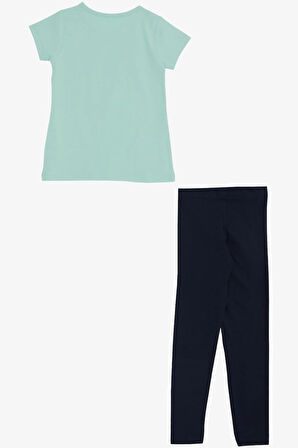 Breeze Kız Çocuk Taytlı Takım Papatya Baskılı 4-9 Yaş, Su Yeşili