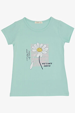 Breeze Kız Çocuk Taytlı Takım Papatya Baskılı 4-9 Yaş, Su Yeşili