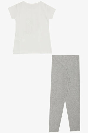 Breeze Kız Çocuk Taytlı Takım Papatya Baskılı 4-9 Yaş, Ekru