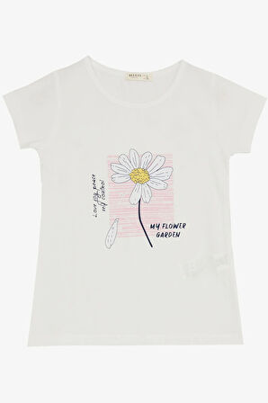 Breeze Kız Çocuk Taytlı Takım Papatya Baskılı 4-9 Yaş, Ekru