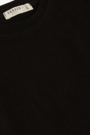 Breeze Kız Çocuk Tişört Kemer Boy Basic 9-14 Yaş, Siyah