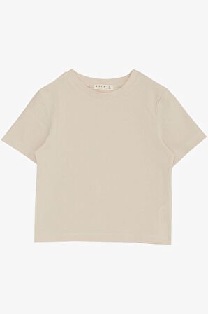 Breeze Kız Çocuk Tişört Kemer Boy Basic 9-14 Yaş, Bej