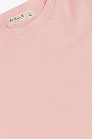 Breeze Kız Çocuk Tişört Kemer Boy Basic 9-14 Yaş, Pembe