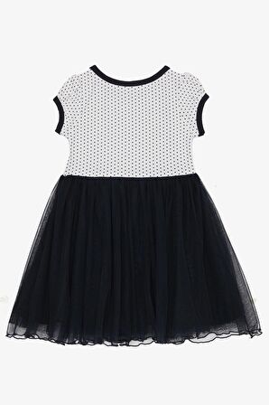 Breeze Kız Çocuk Elbise Puantiye Desenli Fiyonklu 3-8 Yaş, Beyaz