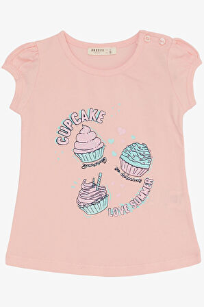 Breeze Kız Çocuk Kapri Taytlı Takım Yaz Temalı Cupcake Baskılı 1.5-5 Yaş, Pembe