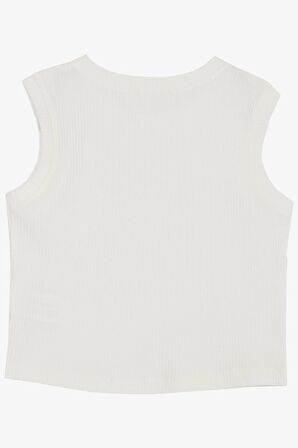 Breeze Kız Çocuk Crop Tişört Zincir Aksesuarlı 9-16 Yaş, Ekru