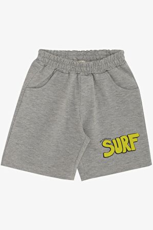 BREEZE Erkek Çocuk Şortlutakım Tatil Temalı Neşeli Sörfçü Hayvancıklar Baskılı 2-6 Yaş, Sarı