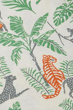 Jack Lİons Erkek Çocuk Tişört Orman Temalı Hayvan Desenli 5-14 Yaş, Ekru