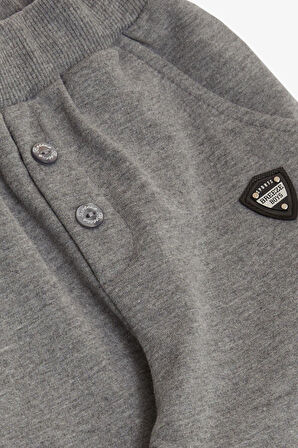 Breeze Erkek Bebek Alt Düğme Aksesuarlı Armalı Cepli 9 Ay-3 Yaş, Koyu Gri Melanj