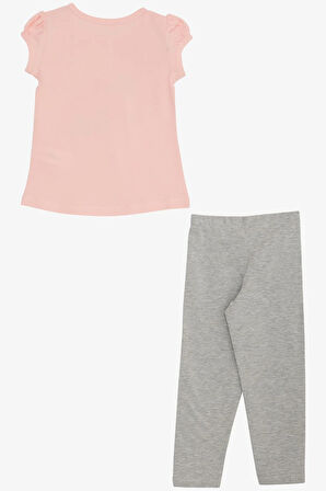 Breeze Kız Çocuk Taytlı Takım Çiçek Kızlar Yazı Baskılı 1.5-5 Yaş, Pembe