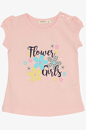 Breeze Kız Çocuk Taytlı Takım Çiçek Kızlar Yazı Baskılı 1.5-5 Yaş, Pembe