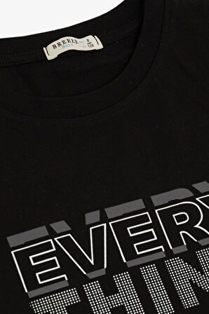 Breeze Erkek Çocuk Tişört Yazı Baskılı 5-10 Yaş, Siyah