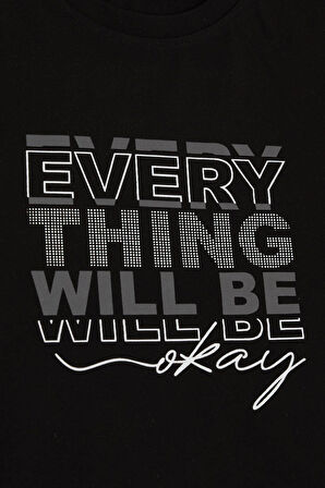 Breeze Erkek Çocuk Tişört Yazı Baskılı 5-10 Yaş, Siyah