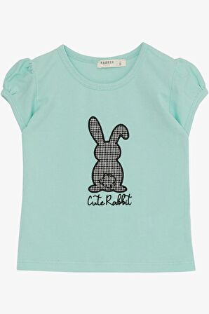 Breeze Kız Çocuk Etekli Takım Şirin Tavşancık Baskılı 3-8 Yaş, Su Yeşili